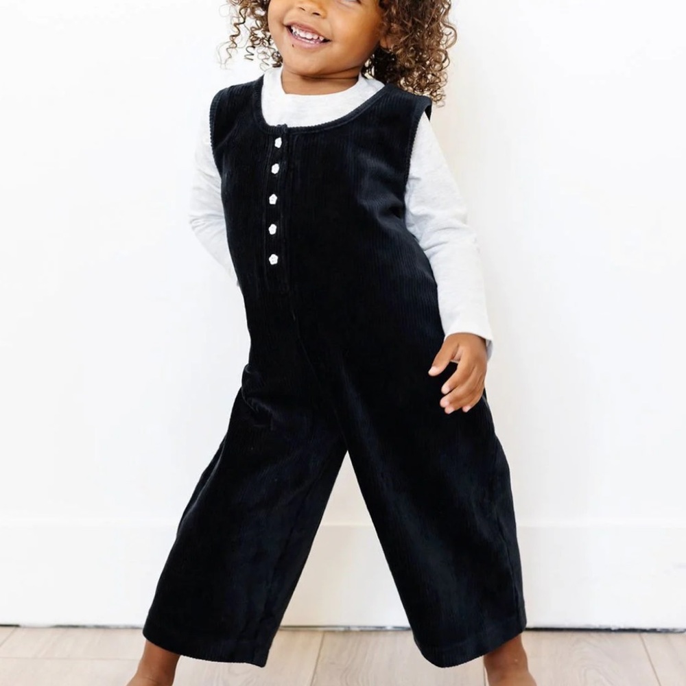Little Poppy Co - Girls Black Corduroy Jumper